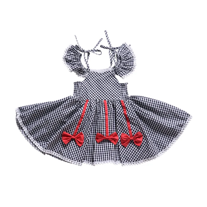 Платье для маленьких девочек bebe новая одежда черное платье в клетку с красным