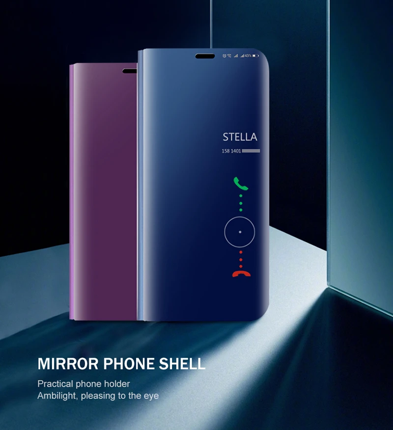 Smart Mirror Flip Case For Samsung Galaxy S20 S9 S8 S10 FE Plus Note20 10 9 8 Ultra A20 M31 A51 A50 A71 A70 Lite A81 Phone Cover