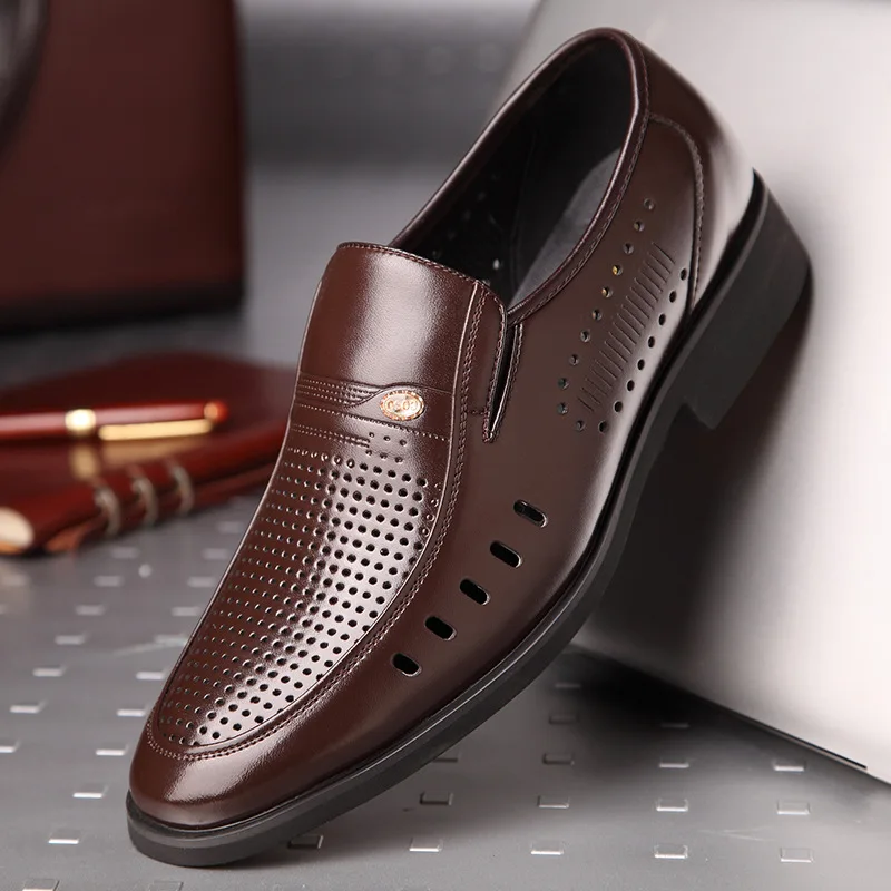 

Summer New Style Men Business Formal Wear Leather Shoes Men's Hollow out Foot Covering Porous Shoes Breathable Shoe MEN'S SHOES