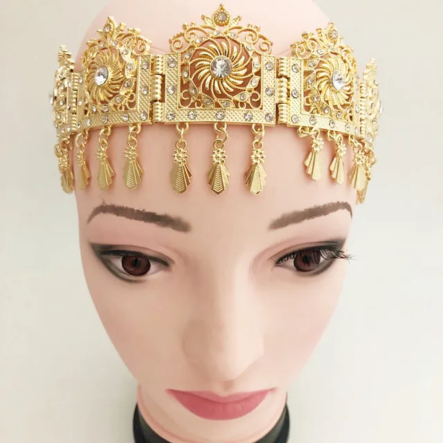 Women\'s indian Egypt queen belly dance coins gold head chain hair  accessories one piece- Material : AlloyContent : Only one piece head chain