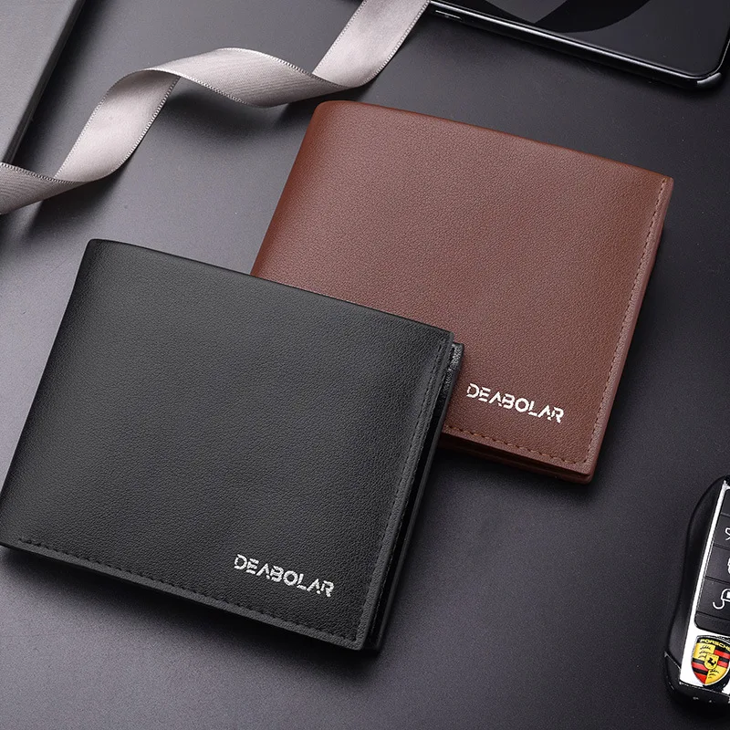 

2019 Men Wallet Fashion Hasp wallet PU Leather Men Three Fold Wallet Coin Purse Credit Card Holders Clutch Men Short Purses