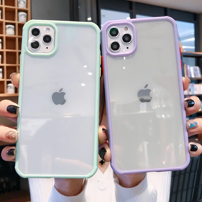 

Lovebay Transparent Colorful Phone Case For iPhone 11Pro X XR XS Max Soft TPU Candy Color Plain Back Cover For iPhone 7 8 Plus