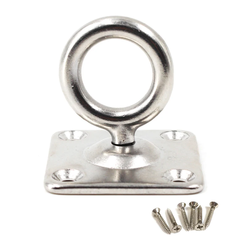 

2PCS M8 Rotatable Ceiling Hook Wall Mounted Hook 304 Stainless Steel Eye Pad Plate For Yoga Swings Hammock (With Screws)