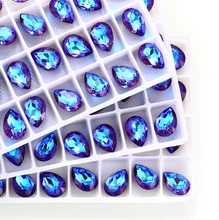 

Mocha Fluorescent Light Tear Drop Crystal Rhinestones K9 Glass Rhinestones Glass Pointback Stones Glue on Garment Crafts