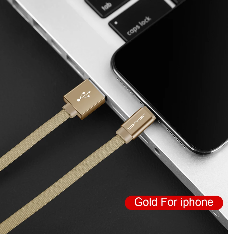 Jellico USB кабель для iPhone Xs Max Xr X 8 7 6 6s 5S se iPad Быстрая зарядка зарядное устройство кабель для мобильного телефона для iPhone провод шнур 1 м - Цвет: Золотой