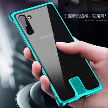 

Note 10 Plus Case Luxury Metal Bumper Shockproof Clear Tempered Glass Cover For Samsung Note 10 S10 Plus Case Note10Plus Coque