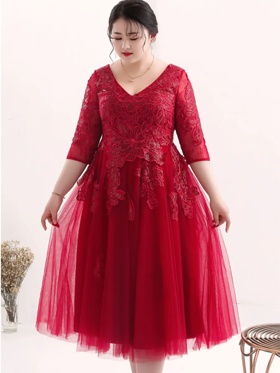 Элегантное выпускное платье размера плюс с блестками Vestidos De Gala T551 платья средней длины женские вечерние платья трапециевидной формы с v-образным вырезом для выпускного вечера