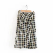 Облегающая клетчатая женская Юбка До Колена, элегантные юбки для женщин, s OL, для работы, облегающая, Faldas Mujer Moda, ампир, прямая уличная одежда