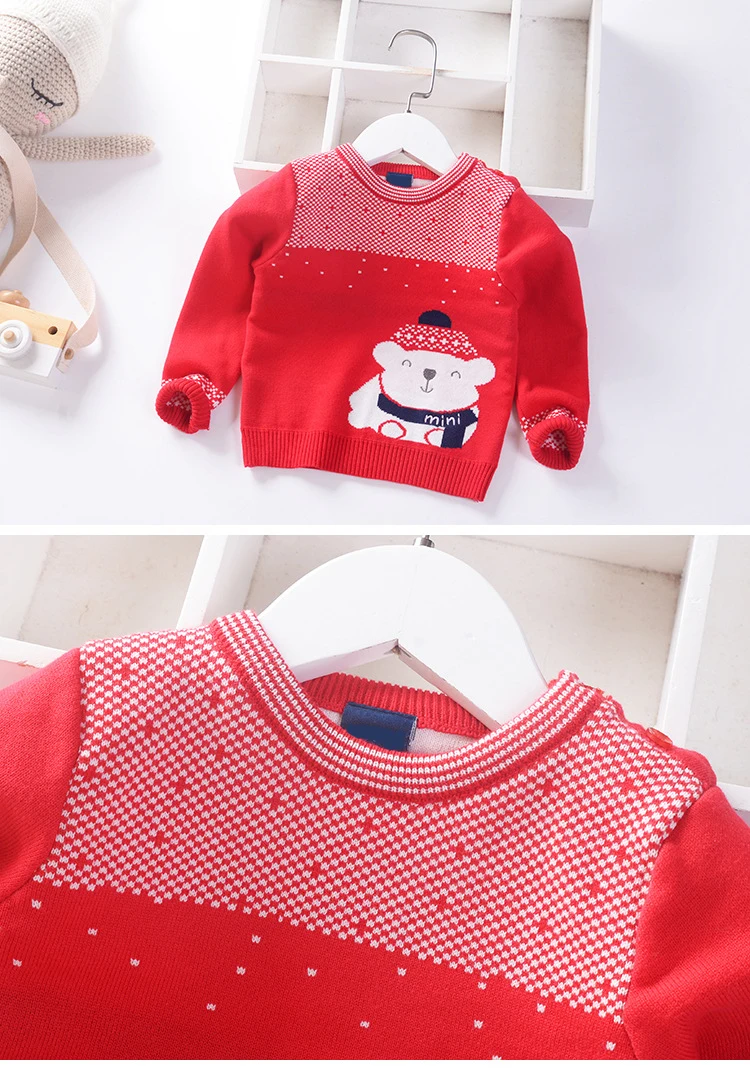 Одежда для малышей Рождественский свитер для мальчиков коллекция года, осенне-зимние плотные теплые свитера с рисунком для мальчиков Детский пуловер Модная вязаная одежда для детей возрастом от 1 года до 5 лет