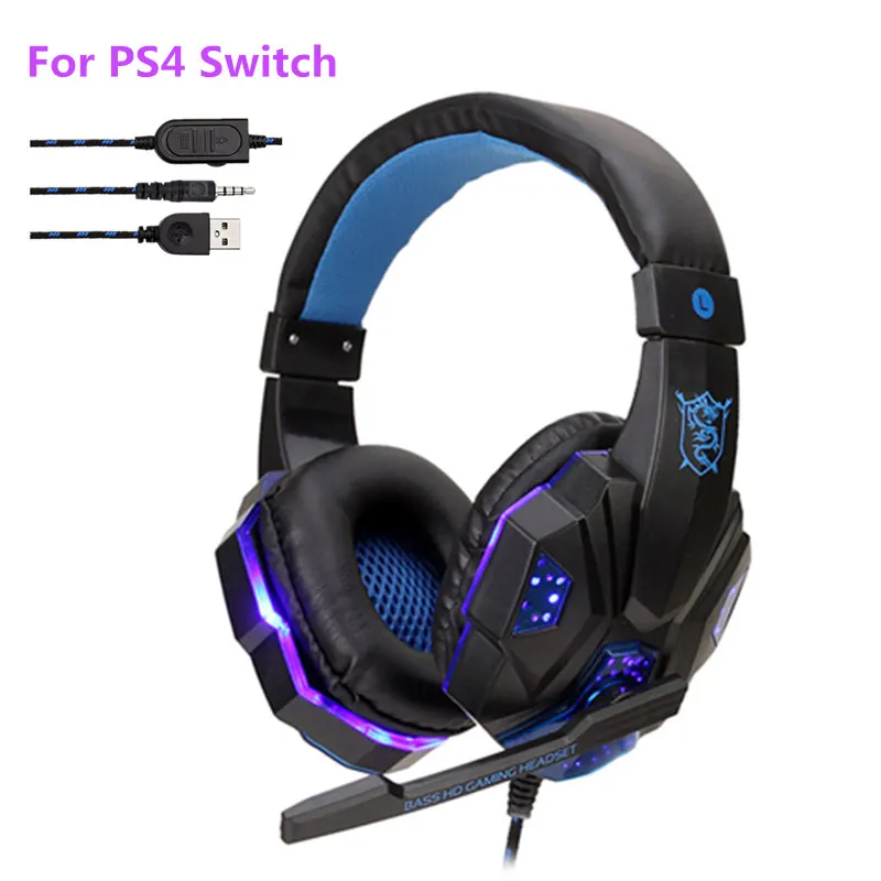 

Professional Bass Gamer Wired Headphones For PS4 Switch Xbox One Gaming Headset With Mic LED Light Computer PC Phone Headset