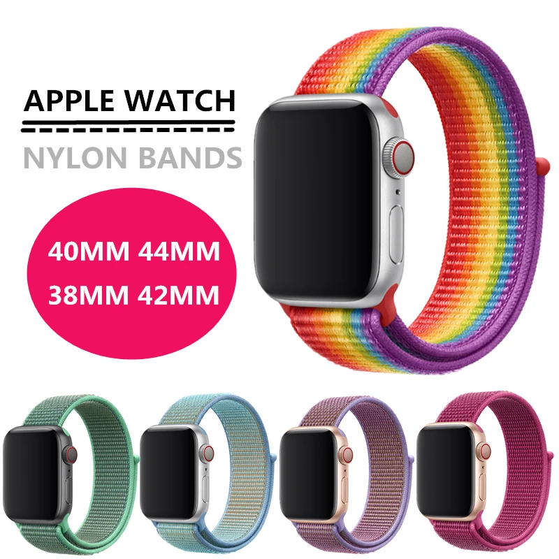 

40mm 44mm Watch band for Apple Watch series 4 5 38mm 42mm Loop Nylon Soft Sport Breathable Strap for iWatch iwo 12