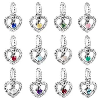 

PDD DZ 925 Sterling Silver Valentine's Day Birth Stone Pendant Multicolored Pendant Necklace Pendant Charm Women Free Shipping