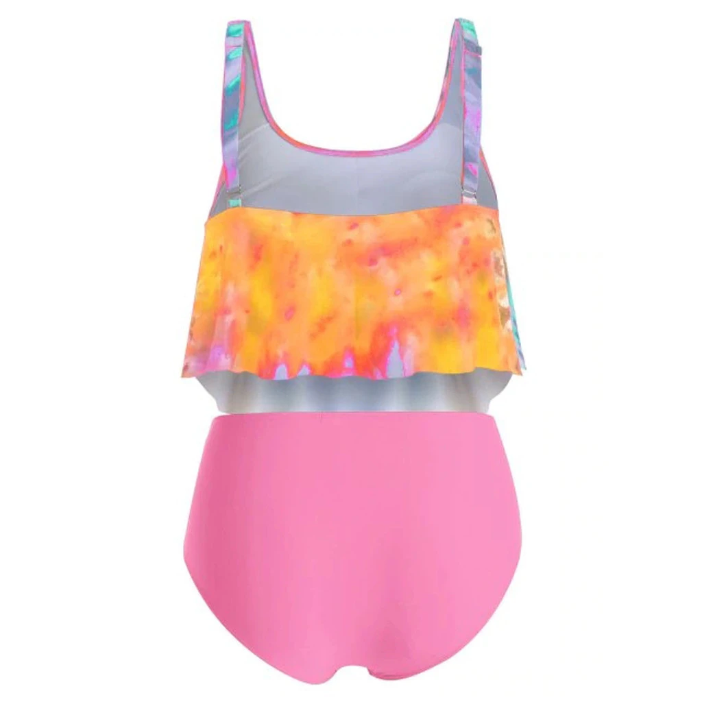 Women Two Pieces Bathing Suits Top Ruffled With High Waisted Bottom Bikini Set Wire Free Caual Split Beachwear Ladies Girls 719
