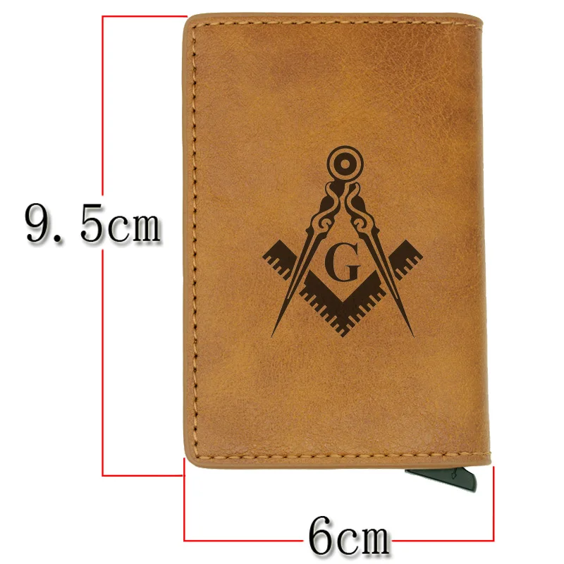 Винтажный Классический масонский логотип Rfid держатель для карт мужские кошельки коричневый короткий кожаный тонкий кошелек мини-кошельки
