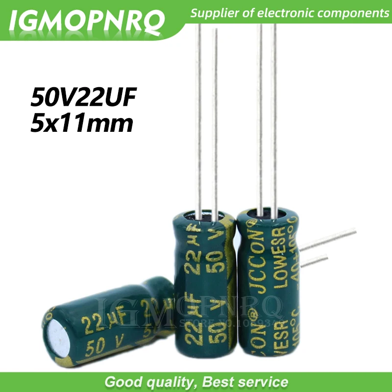 50PCS 50V22UF 5*11mm igmopnrq Aluminum electrolytic capacitor high