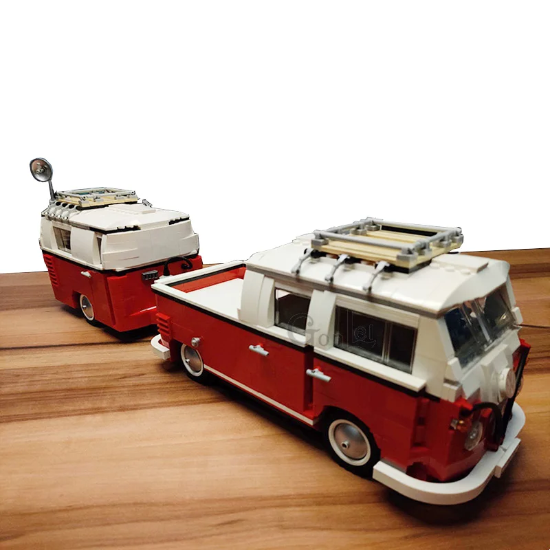 Moc T1 Doka Vw Truck Cars Modello Modificato Dal 10220 Camper Vw T1 Caravan Camping Trailer Bus Cars Building Block Bambini Giocattoli Fai Da Te