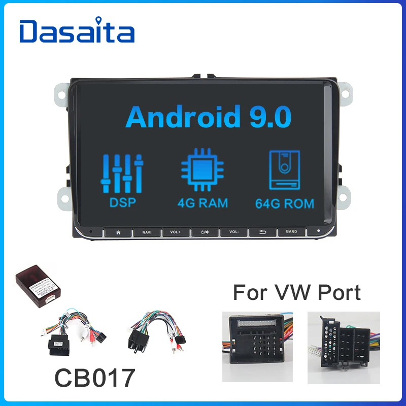 Dasaita " ips сенсорный экран 1 Din автомагнитола Android 9,0 для VW gps Polo Golf Eos Tiguan Seat leon Passat автомобильный стерео 1080P видео - Цвет: CB017