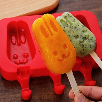 

New Homemade Silicone Molds with Lid,Ice Cream Bar Mold, 3x Cavities Silicone Ice Mold with 100x Wooden Sticks, Set Of 2 (R