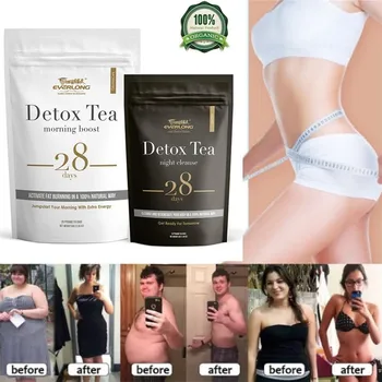 preço 28 Dias Evening & Morning Detox Queima De Gordura Cólon Limpar Barriga Plana Equilíbrio Natural Acelerada Perda De Peso Produtos