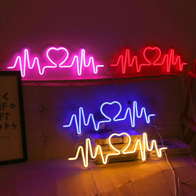 ضربات القلب النيون تسجيل ضوء LED الحب شعار مصباح لمبات الاكريليك لوحة  الكترونية معززة الإضاءة الاعتراف