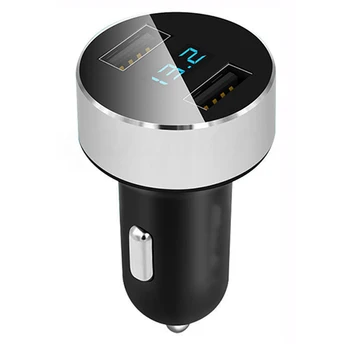 

Multifunctional Voltage Monitor Safe Quick Charge 5V 3.1A Thermostat Protection Dual USB Round LED Digital Display Car Charger