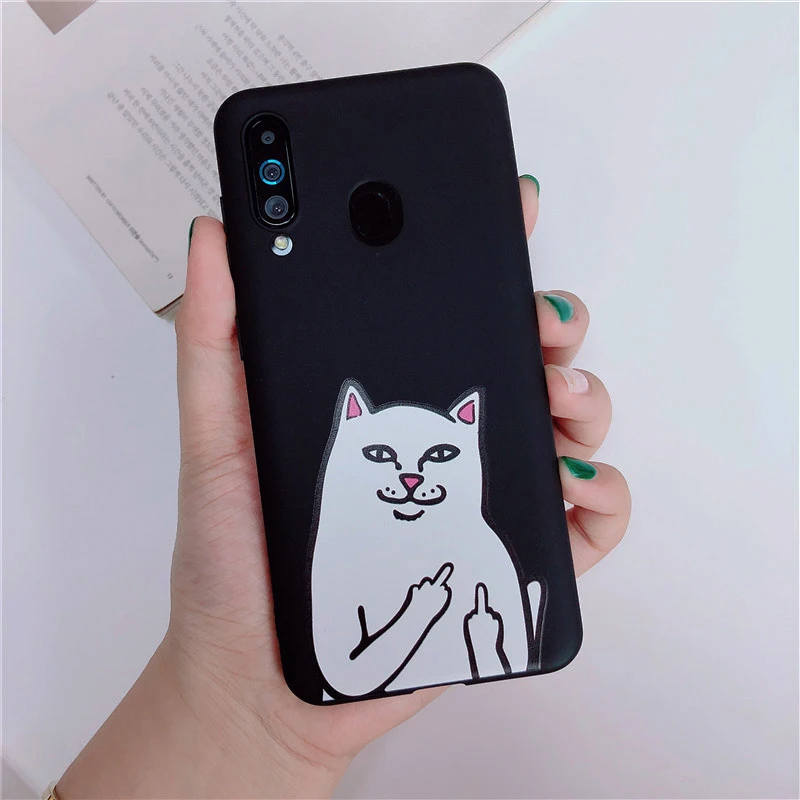 Cartoon Finger Cat Silicone Case for Samsung Galaxy A10 A20 A30 A40 A50 A60 A70 A80 M10 M20 M30 M40 A6 A8 A7 J4 J6 J8 Cover