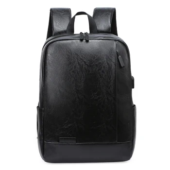 

Fashion Sports Youth School Bag Simple PU Leather Computer Backpack Men Bag