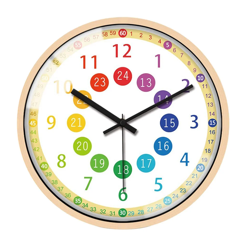Telling Time Teaching Clock, Silent Non Ticking Battery Operated Learning Clock for Kids, Perfect for School Classroom, Playroom