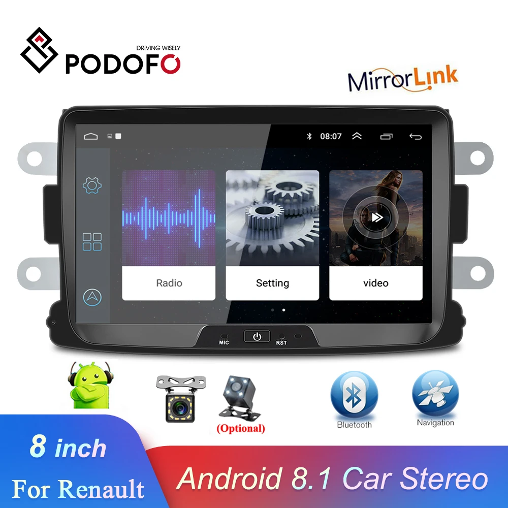 Автомагнитола Podofo на Android 8 1 с сенсорным экраном дюймов GPS Mirror Link для Renault