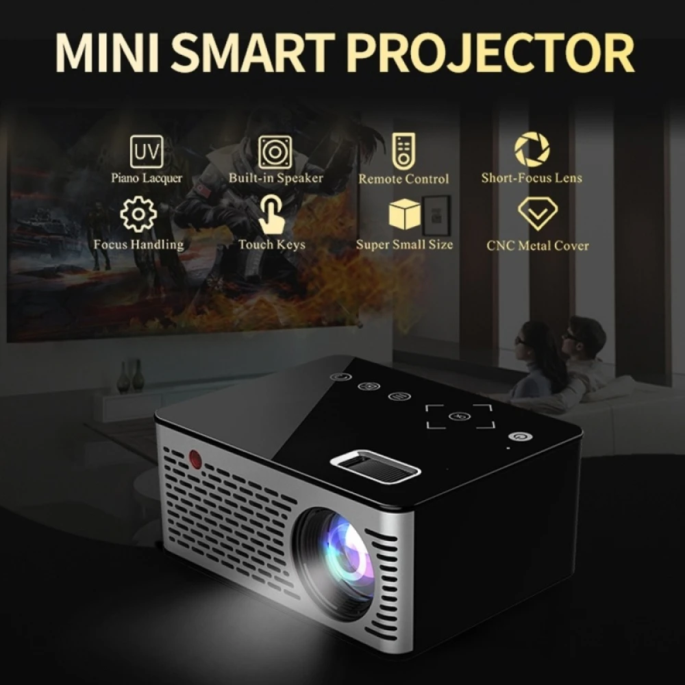 T200 500ANSI люмен 1080P Full HD сенсорное управление мини домашний развлекательный умный проектор Поддержка AV/HDMI/TF карты