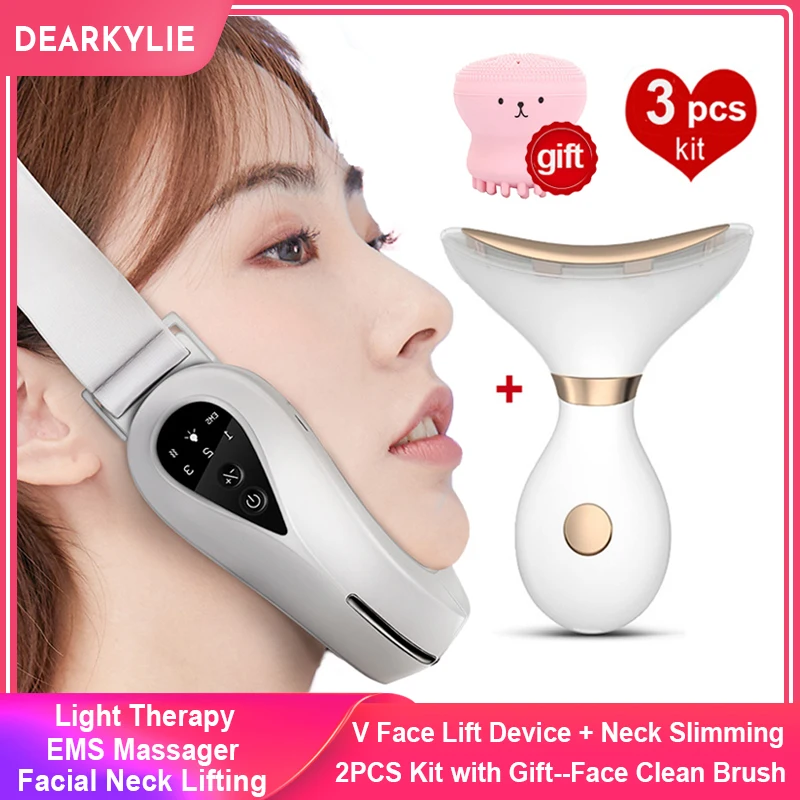 Electric V Face Lifting Double Chin Reducer Lifting Facial Slimming Shaping Microcurrent Led Light Devices Neck Massager Lift