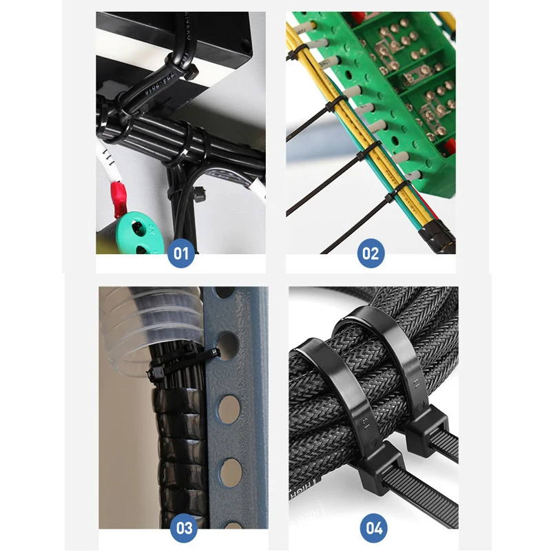 Attache de Câble Autobloquante en Plastique et Nylon, Noir, 5x300, 3x200,  100 Pièces - AliExpress