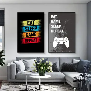 

Game Repeat Gaming Wall Art Canvas Poster Gamer Art Canvas Painting Poster And Prints For Boys Room Decorative Picture Playroom