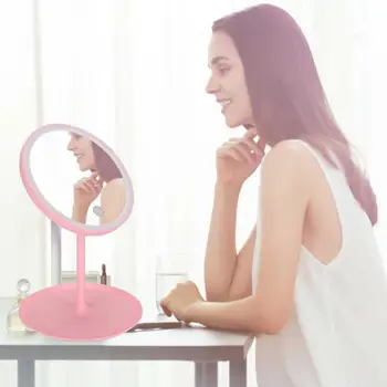 

Portable USB Detachable LED Light Round Makeup Glass Travel Vanity Mirror with Base Pocket Mirror Beauty Comestic Tool Accessory