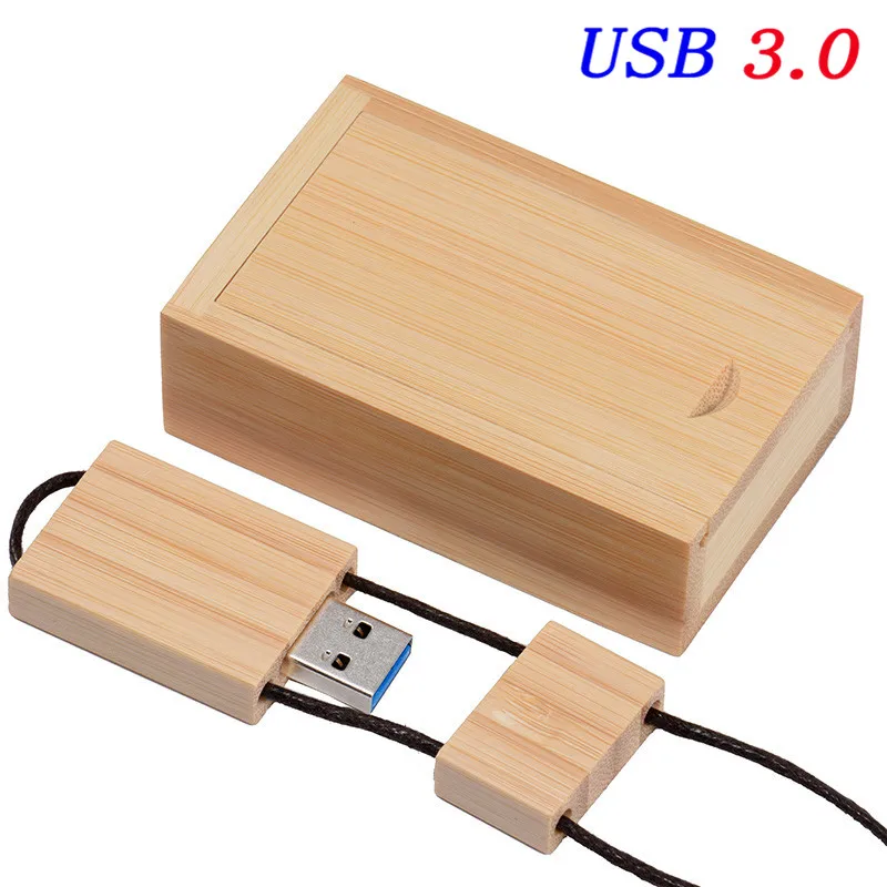 SHANDIAN USB 3,0(10 шт. бесплатный логотип) деревянный с веревкой usb+ Подарочная коробка usb флеш-накопитель карта памяти 4 ГБ 16 ГБ 32 ГБ 64 ГБ подарок - Цвет: Bamboo