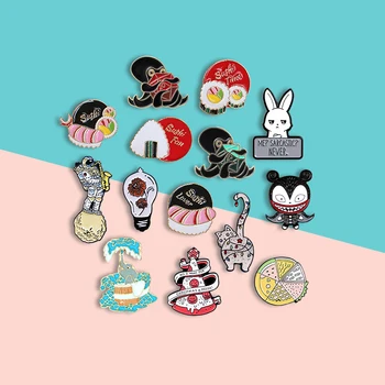 

Fun cartoon brooch octopus sushi rice ball cute animal astronaut fruit pizza bat vampire bulb personality wild friend gift