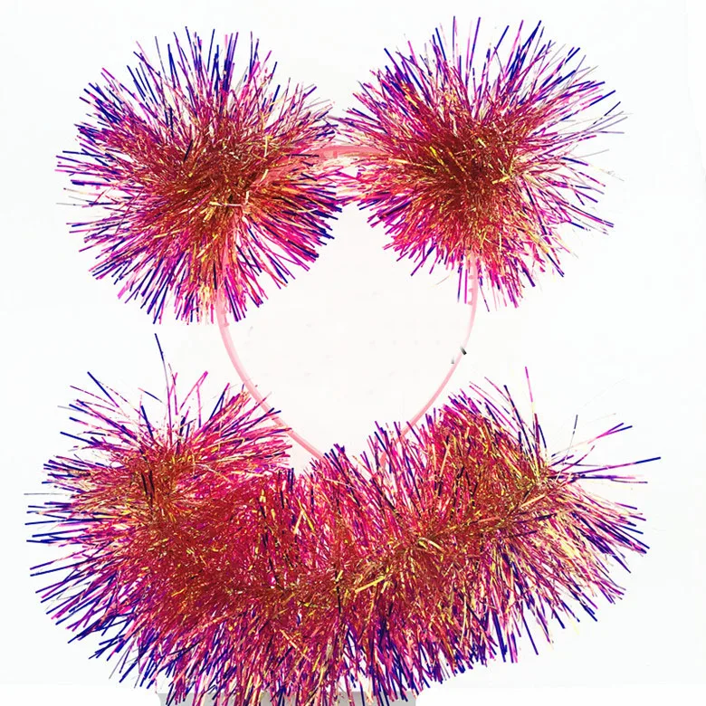 Браслет с блестками и помпоном для девочек, повязка для волос, обруч для волос для девочек, женские повязки для волос, Рождественский головной убор, подарки