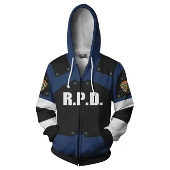 

Cosplay Costume Residents RE 2 Hoodies Halloween Cosplay Leon Scott Kennedy Jacket Zipper Clothing
