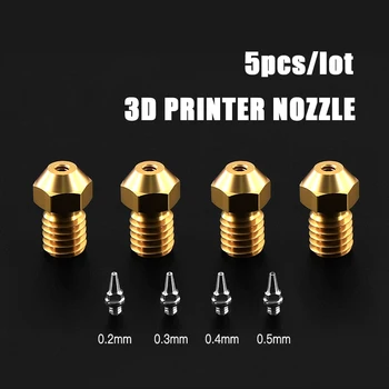 

5pc 3D printer Airbrush Nozzle 0.2/0.3/0.4/0.5mm Adapter Set Airbrush Nozzle Adapter With Nozzles For V6 Hotend 1.75mm Filament