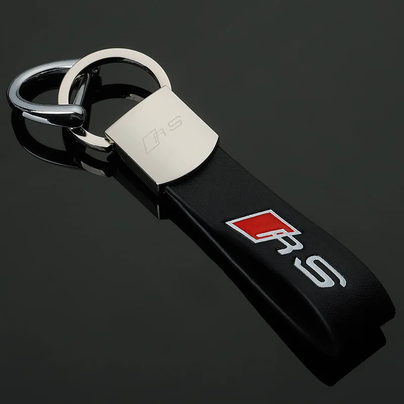 

Fashion collection! Audi RS leather car logo metal keychain 4S shop authentic sales
