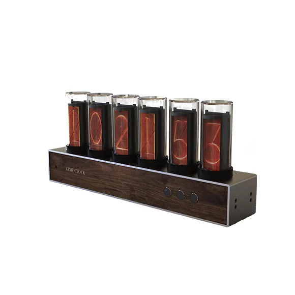 Серебристый Walnut 6 Bit RGB LED Glow Digital Clock Nixie Tube Clock Electronic Retro Desk Clock 5V Micro USB Powered Finished Machine - Цвет: Серебристый