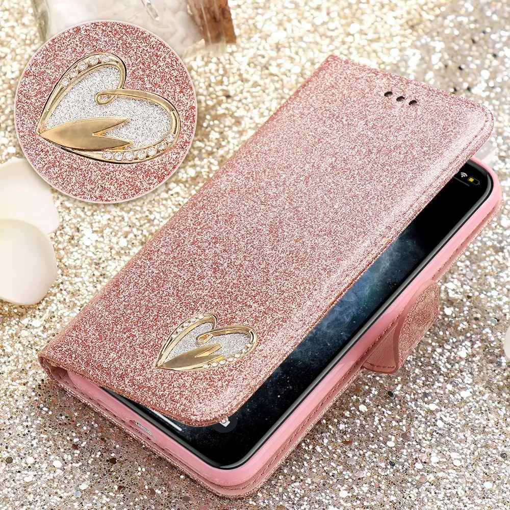 LAPOPNUT Магнитный кожаный чехол-бумажник с откидной крышкой блестящий чехол со