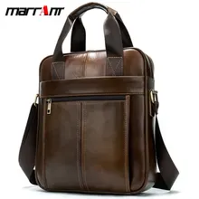First Layer Cowhide Men's Bag Business Vertical Portable Briefcase 9.7-Inch IPad Retro Shoulder Bag