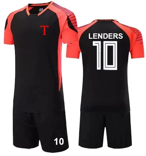 

Asia size Men Kids Mark LENDERS Oliver Atom Captain Tsubasa Maillots Ropa De Futbol Orange Chile Japan Foot Football shirt set