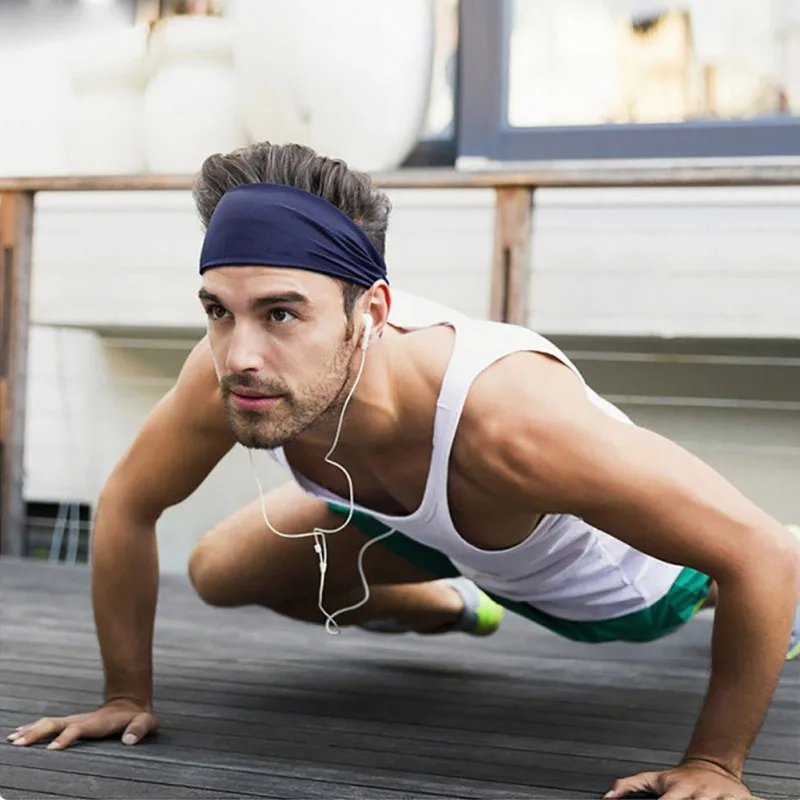 Sports Headbands Men Sports Headbands Solid Cotton Elastic Hair Bands Headscarf Bandage Yoga Sweatbands Running Fitness Knot Hairbands