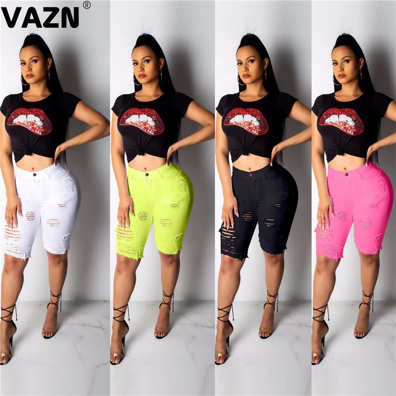 VAZN GOSM 13261 новые модные женские джинсовые короткие брюки 3 цветов узкие джинсовые брюки для молодых девушек сексуальный клубный джинсовый бандаж