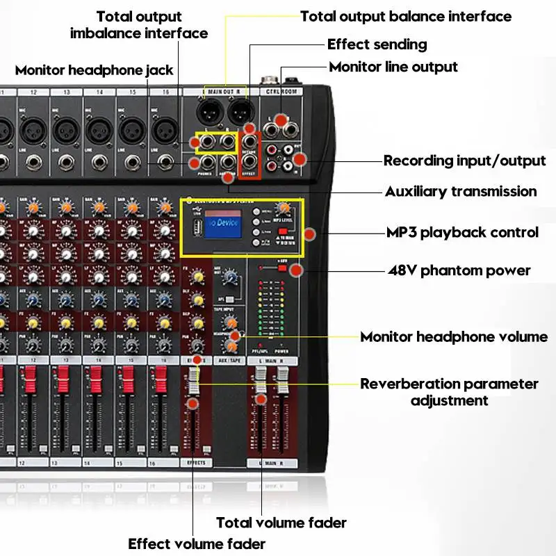 Эффективная цифровая 16 каналов аудио микшерный пульт с USB DJ микшерная консоль MP3 Джек караоке усилитель для караоке матч Вечерние