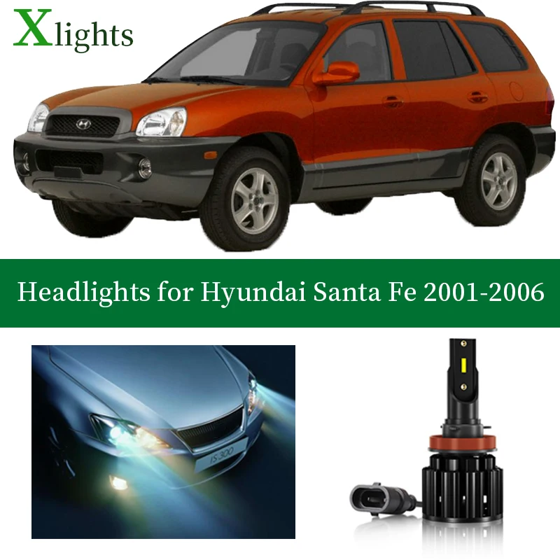 Xlights számára Hyundai Motor Company santa Vas 2001 2002 2003 2004 2005 2006 ledes Első lámpa izzó Alacsony Magas légnyomású levegő Mérlegkar Villanyégő fényszóró automat ligh kiegészítők