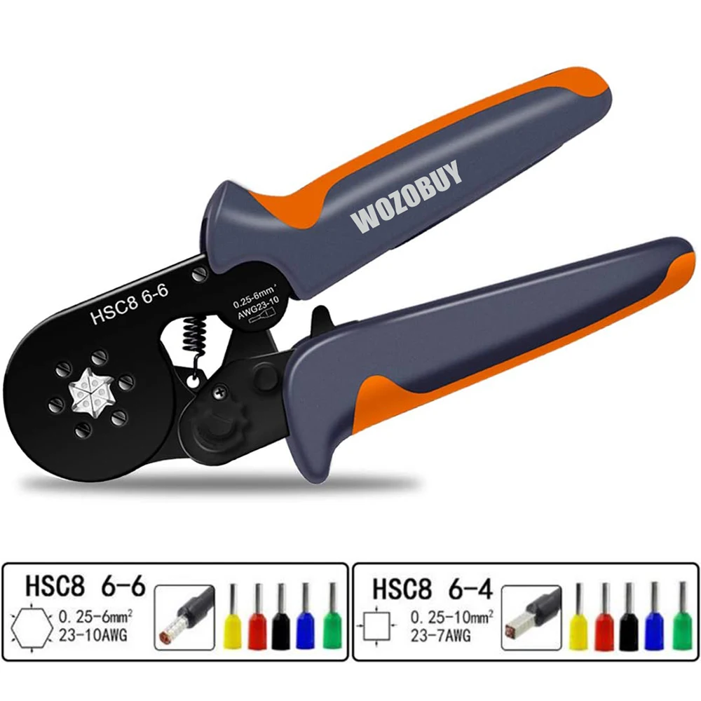 

HSC8 6-4A/6-6 MINI-TYPE SELF-ADJUSTABLE CRIMPING PLIER 0.25-10mm2 Terminals Crimping Tools Multi Tool Hands Pliers