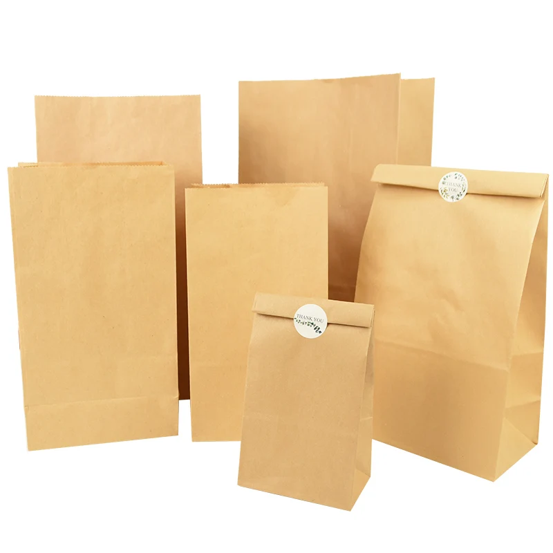 10pcs Kraft Paper Bags Gift Packaging Biscuit Candy Food Cookie Snack read Baking Package Bag Wedding Birthday Party Supplies
